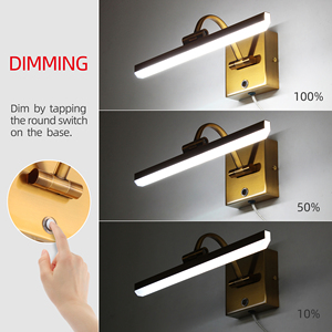 Modern Wall Mounted <b>LED</b> Vanity <b>Light</b> 36.6cm Brass Finish Rectangular Shade White Plastic Bathroom Fixture <b>Plug</b> <b>In</b> 220V - Product Image 1