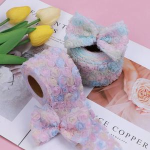 Tissus en dentelle de tulle brodés de fleurs 3D pour robe de soirée femme, décoration de fête de mariage, tissu en maille polyester DIY - Product Image 4