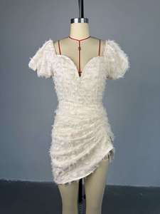 Verano mujer manga corta lado Split fruncido Midi Mini vestido moda Bodycon Sexy Slim Night Club Party Vestidos casuales Vestidos - Product Image 2