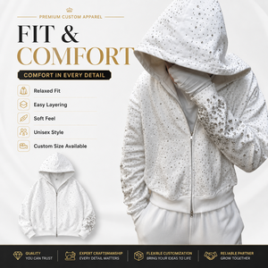 Sudadera con Capucha Premium Personalizada de Alta Gama para Hombre, Sudaderas de Algodón al por Mayor, Sudadera con Pedrería Negra de Gran Peso - Product Image 5