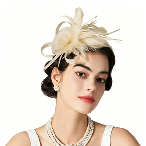 Serre-tête fascinateur avec plumes, chapeau de fête pour femmes pour le Kentucky Derby, cocktail, mariage, soirée déguisée - Product Image 4