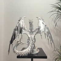 Sculptures de miroir de hall personnalisables en acier inoxydable, thème style médiéval mystique, dragon mythique