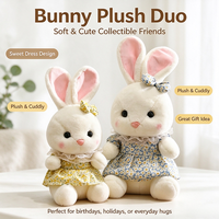 Nouvelle Poupée en Peluche Lapin Kawaii en Robe Florale - Lapin en Peluche Doux Crème avec Nœud pour Décoration et Cadeau pour Filles