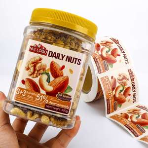 ฉลากถั่ว Nut LOGO Daily Nuts รูปทรงสี่เหลี่ยมผืนผ้า กันน้ำ ทนความร้อน กระดาษพิมพ์ออฟเซ็ตแบบมีกาวในตัว บรรจุภัณฑ์อาหารที่ทนทาน - Product Image 1