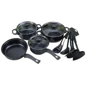 2023 nóng bán chuyên nghiệp nhà cung cấp đồ nấu nướng sets thanh lịch Cookware Set carton thép Cookware sets