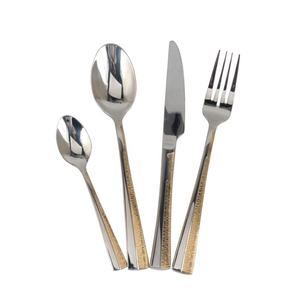 SS18ที่มีคุณภาพสูง/10ชิ้นและเน้นสีทอง24กะรัตชุดเครื่องใช้บนโต๊ะอาหารสุดหรู - Product Image 1