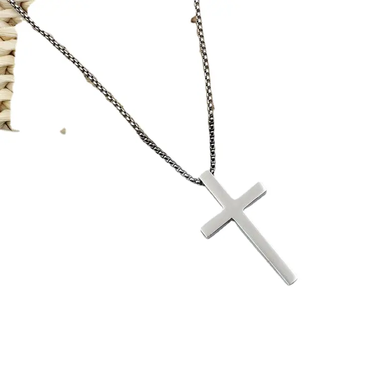 HY Cross-border Europe and the United States explosive cross necklace for men women simple titanium steel smoot