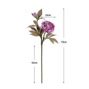 Fleur de pivoine artificielle Dongchen Crafts, à deux têtes, à tige unique, en soie, pour la décoration de la maison et des mariages - Product Image 5