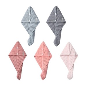 Bonnet de séchage pour cheveux en polaire corail 25x65cm rayé séchage rapide usage domestique - Product Image 3