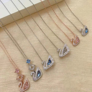 Nouveau <span class=keywords><strong>Collier</strong></span> Cygne en Tungstène Noir 2024 pour Femme, Chaîne de Clavicule de Luxe Léger, Strass en Cristal, Cœur Battant Dynamique - Product Image 2