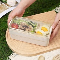 Boîte à lunch micro-ondable double couche avec couverts, boîte bento légère compartimentée pour les employés de bureau, préparation de repas pour la perte de poids