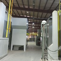Lini Powder Coating Galin dengan Spray Booth Cyclone Recovery dan Oven Pembakar Cat Powder Coating Gas untuk Pipa dan Fitting Baja CE