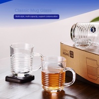 Ensemble de tasses en verre transparent épaissi avec poignées, style moderne minimaliste, pour whisky, cocktails, vin rouge, petit-déjeuner, café
