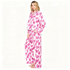 Pyjama femme imprimé Halloween en gros, ensemble deux pièces 100 % coton biologique, ensemble décontracté personnalisable - Product Image 2