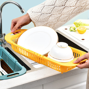 Durable Retractable Sink Drain Rack <b>Plastic</b> Dish Chopsticks Rack Household Kitchen Vegetable Storage Rack Drain <b>Basket</b> - Product Image 3