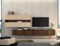 Meuble TV mural avec foyer, meuble de salon blanc, meuble TV moderne flottant en bois pour entrepreneur en aménagement intérieur