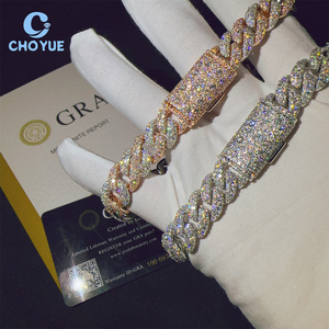 12MM Iced Out Cuban Link Bracelet 925 Sterling Silver VVS Moissanite Diamond Cuban Link Chain Buss <b>Down</b> Hip Hop Jewelry Bracelet - Product Image 4