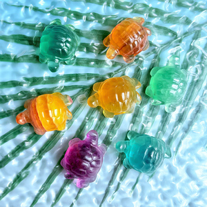 Bán buôn pha lê động vật khắc kẹo đầy màu sắc fluorite Rùa Biển tượng Thủ Công Thạch anh chữa bệnh đá khắc để bán - Product Image 5