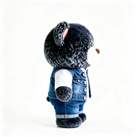 Peluche Ours Noir Doux et Moelleux avec Chemise Blanche, Gilet en Jean et Short – Vente en Gros Adorable Peluche Ours