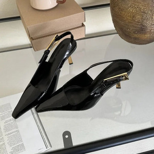 Zapatos de Tacón Alto para Mujer, Verano 2025, con Punta en Pico, de Cuero Sintético Brillante, con Tiras, Sexy, Gran Venta - Product Image 4