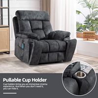 Fauteuil inclinable électrique avec massage et chaleur pour personnes âgées, fauteuils inclinables larges et rembourrés avec 2 porte-gobelets, poche latérale et port USB