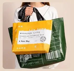 wholesale waterproof reusable multi color logo printed laminated pp woven bag with big capacity