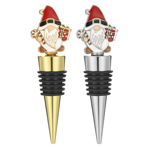 Bouchons de bouteille de vin Père Noël en alliage de zinc or et argent, scellés pour bouteilles de Noël, pour cadeau de fêtes - Product Image 3