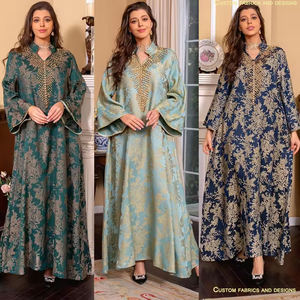 Nouvelle robe de fête pour femmes musulmanes pour l'Aïd al-Fitr, col montant perlé, abaya <span class=keywords><strong>arabe</strong></span>, kaftan marocain, abaya de luxe brodée - Product Image 3