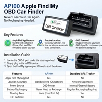 Traceur GPS OBD pour voiture en gros, compatible Apple Find My, localisateur de véhicule anti-perte, Plug and Play, sans carte SIM requise, application iOS gratuite, directement de l'usine