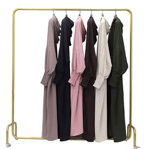 イスラム教徒のアバヤ女性用ジルバブドレスHijabパーカービンテージ袖ソリッドカラー - Product Image 5