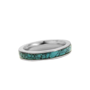 <b>Turquoise</b> Inlay Stainless Steel <b>Ring</b> 4Mm Geometric Design Unisex Fashion Jewelry Gift - Product Image 5