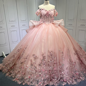 Robe de Quinceañera rose avec fleurs 3D, Vestidos De 15 Anos, robe de bal de princesse sur mesure Lsmu66 - Product Image 6