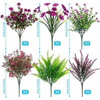 2 Set Pot Bunga Gantung Sutra Buatan Tiruan 24 Bundel Eucalyptus Daisy Realistis Tahan UV Besar untuk Luar Ruangan