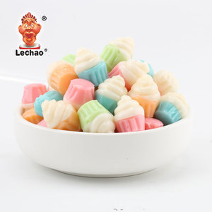 Lechao Factory 3D Gummy 4d Cupcakes Sabores de frutas <span class=keywords><strong>Halal</strong></span> Snack Bulk 1kg Bolsa Gummy Cartoon Sweet Candy - Product Image 1