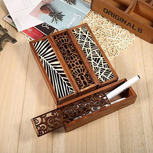 Wooden Hollowed Out <b>Pen</b> <b>Box</b> With Pull Out Lid Jewelry Packaging Gift <b>Box</b> For Bracelet Necklace Hairpin Solid Wood Case - Product Image 2