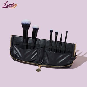 PU makyaj seyahat çantası makyaj fırçaları için yüksek kaliteli fırça çantası masaüstü kullanımı için katlanabilir kozmetik fırça kılıfı - Product Image 3