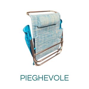 Sedia da Spiaggia in Alluminio con Braccioli 55x46x80 Cm, 7 Posizioni Reclinabili, con Cuscino, per Uso Esterno - Product Image 4