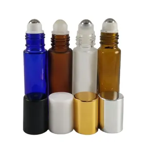 Botol Roll On 10 Ml, Botol Roll On Minyak Esensial Parfum 8 Ml 5Ml Warna-warni dengan Bola Baja Tahan Karat