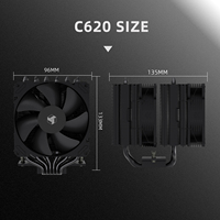 FEZCOOL C620 Refroidisseur de processeur à double tour avec six tubes en cuivre pour LGA2011120017001851115X et AMD