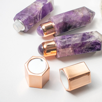 Bouteille à rouler en cristal de rose avec pierres précieuses naturelles uniques Bouteille d'huile essentielle à rouleau facile à transporter