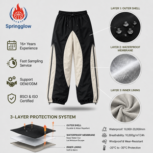 <span class=keywords><strong>Pantalon</strong></span> de snowboard <span class=keywords><strong>noir</strong></span> crème, <span class=keywords><strong>pantalon</strong></span> de ski ample, <span class=keywords><strong>pantalon</strong></span> de <span class=keywords><strong>neige</strong></span> ample, <span class=keywords><strong>pantalon</strong></span> de ski ample avec cordon de serrage, fabricant OEM personnalisé - Product Image 3
