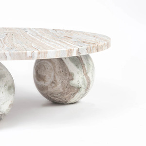 Contemporary Round Sawar <b>Marble</b> Coffee <b>Table</b> Handmade Coffee <b>Table</b> with Easy Assembly-Living Room Furniture - Product Image 2