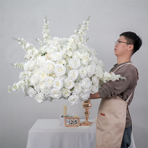 Boule de fleurs artificielle en soie pour centre de table de mariage, arrangement floral pour centres de table de mariage - Product Image 1