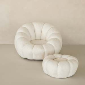 Sofá Cama Giratorio de Terciopelo Blanco Moderno y Lujoso para Sala de Estar, Dormitorio, Oficina en Casa o Bar - Product Image 4