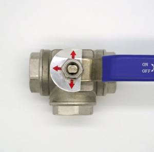 صمام كروي يدوي ثلاثي الاتجاهات بمنفذ L وT، 1000 WOG، من الفولاذ المقاوم للصدأ 304/316، منفذ كامل، سن BSP، تصنيع حسب الطلب لتطبيقات المياه - Product Image 2