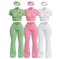 Ensemble 2 pièces pour femmes, ensembles de sport pour femmes, veste zippée, pantalon évasé, ensemble de survêtement 3 pièces pour femmes
