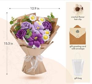 <span class=keywords><strong>Ramo</strong></span> de Flores de Girasol y Rosa Tejidas a Mano, Creativas y Elegantes, para el Día de San Valentín, Artículos Promocionales para Fiestas - Product Image 2