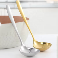 Cuillère à soupe moderne écologique en acier inoxydable 304 de haute qualité, réutilisable, grande tête, manche long, ustensile de cuisine pour la maison