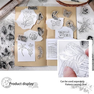 ชุดสมุดสะสมแบบทำด้วยซิลิโคนแบบใสสไตล์ย้อนยุคชุดวัสดุ<span class=keywords><strong>ตก</strong></span>แต่งแบบทำมือปั๊มรูปพืชดิจิทัลภาษาอังกฤษหมึกพิมพ์ยางสำหรับสำนักงาน - Product Image 6