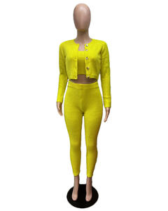 Viviblook C919ST Winter Outfits <b>for</b> <b>Women</b> 3-Piece Knitting Loungerwear Sets <b>Short</b>-Length <b>Cardigan</b> Tank Solid Three-Piece Legg - Product Image 3